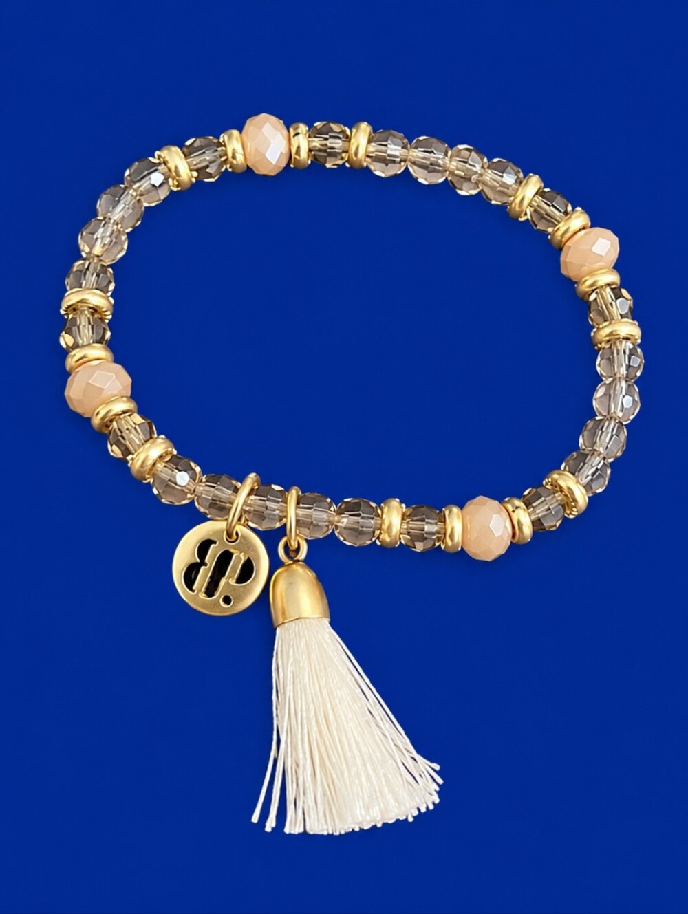 RING BOMB PARTY Crystal Beaded Tassel Stretch Bracelet